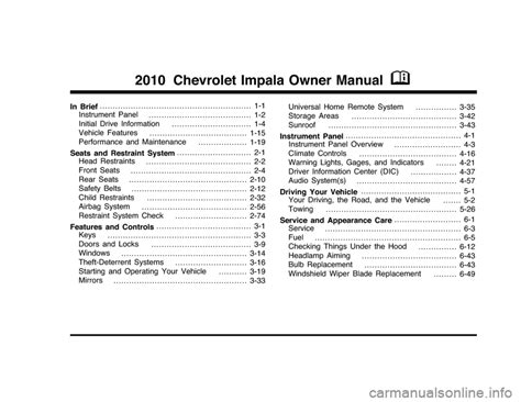 User manual Chevrolet Impala (2010) (English 